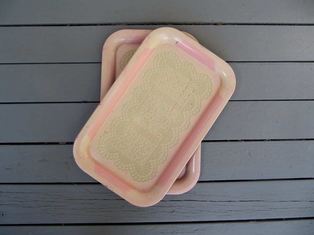 Two Shabby Pink Pastel Trays - Modred12