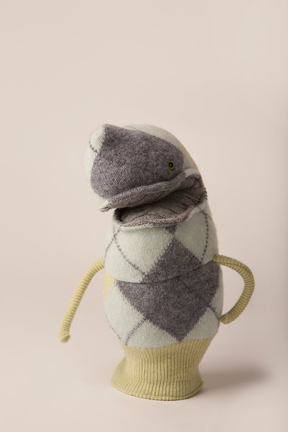 Cuddles the monster stuffed hand puppet upcycled repurposed sweaters