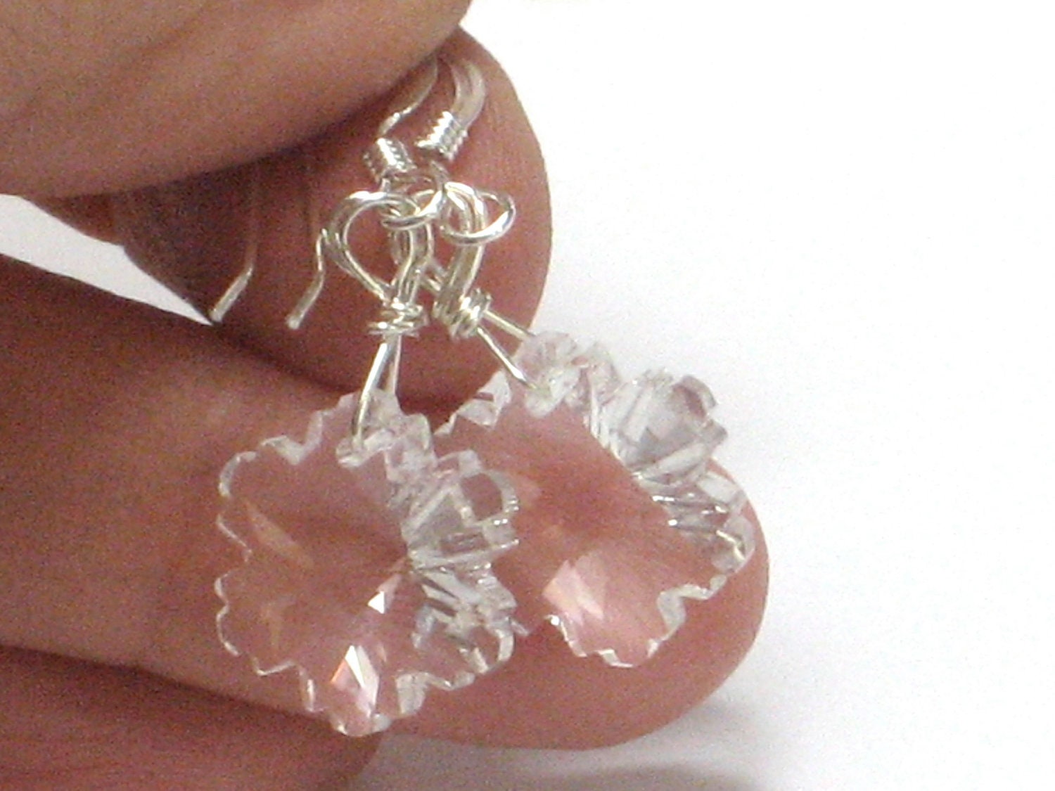 Snowflake Earrings, Clear Ice, Icicles, Winter Fashion, Winter Wonderland, Sterling Silver Dangle Earrings