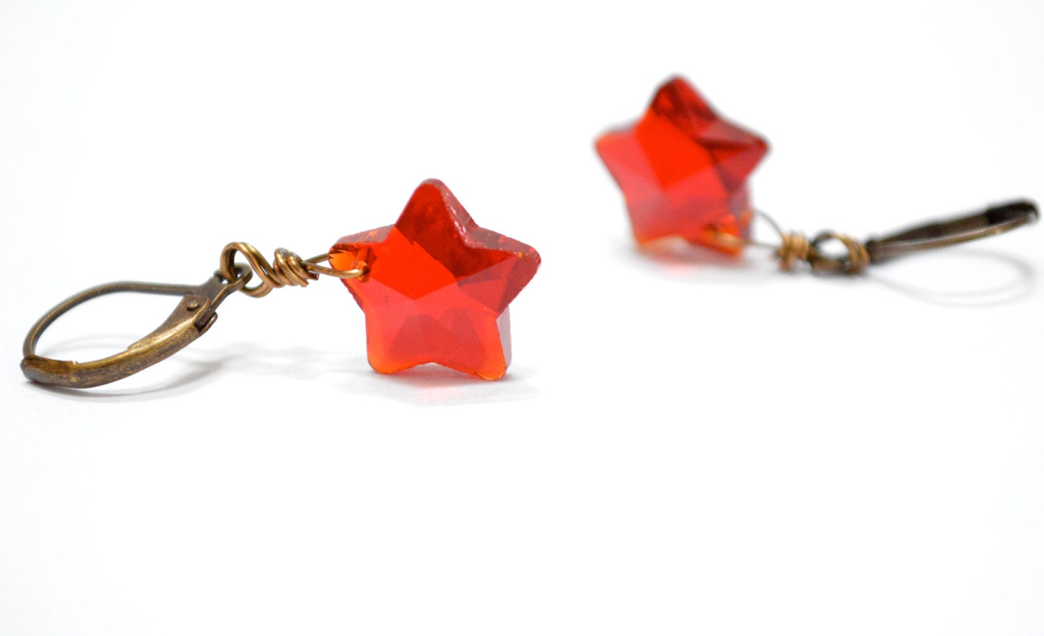 Red Earrings, Memorial Day Tween Star Earrings Childrens Jewelry, July Fourth, July Birthday American Patriotic  Dangle Earrings