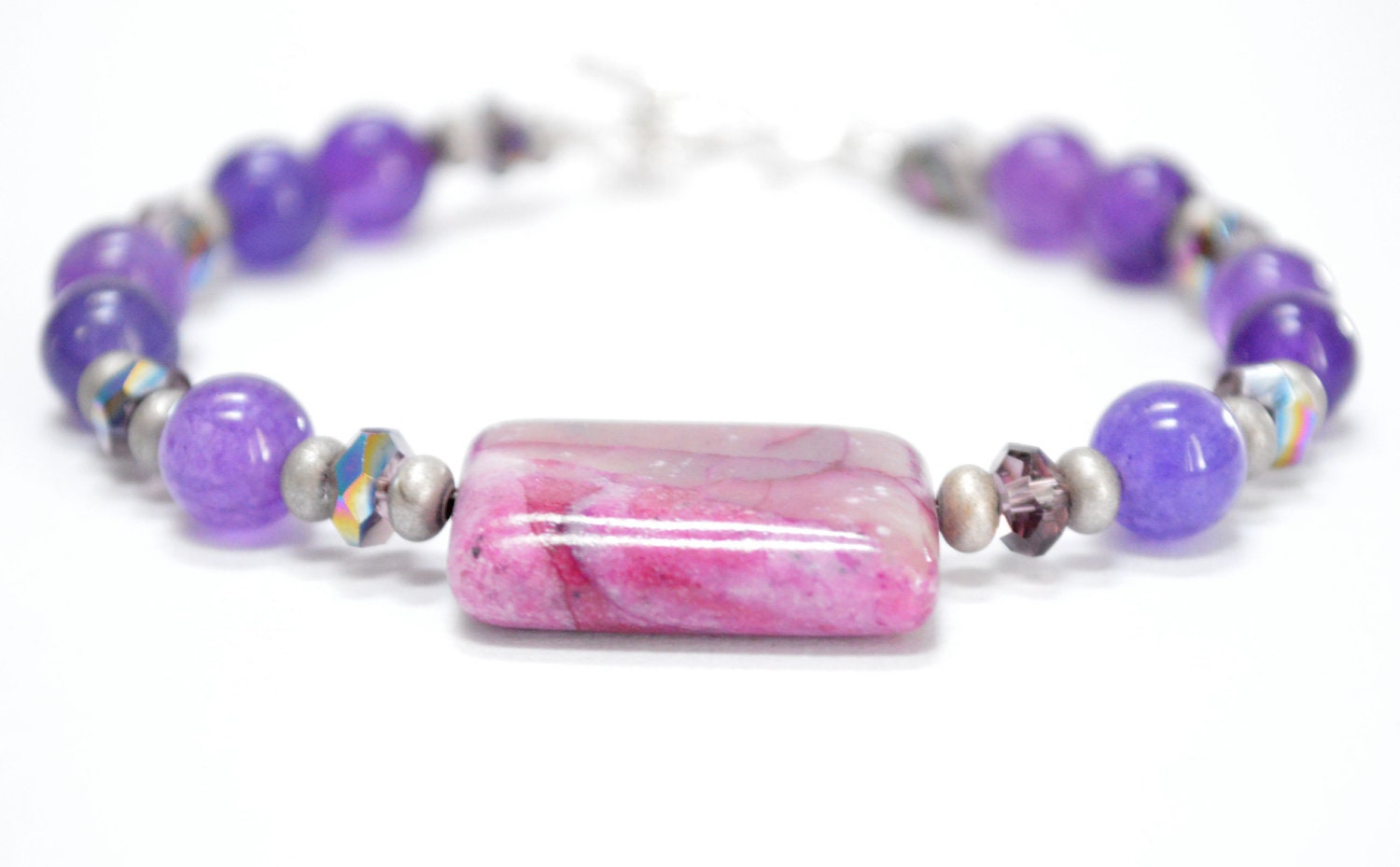 Purple Bracelet, Fuchsia Bracelet, Hot Pink, Grape Bracelet, Bright Bracelet, Colorful, Magenta, Gift Under 20 - Wild Flowers
