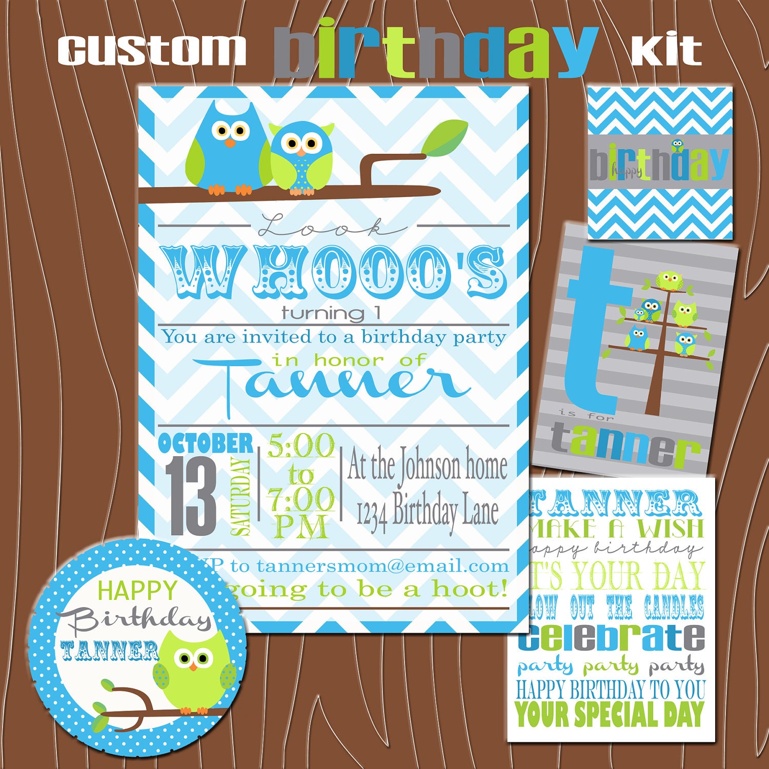 Custom Owl Birthday Party Printable Kit Il_570xn