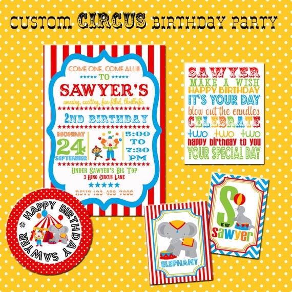 Custom Circus Birthday Party Printable Kit Il_570xn