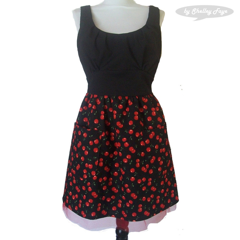 Black and Cherries mini dress     size 8/10