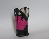 Hot Pink with Black Accents  Wine bottle Boot
