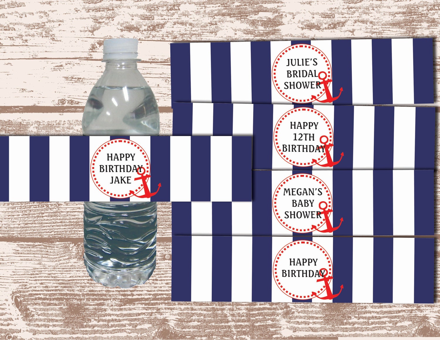 PRINTABLE PDF Customized Nautical Theme Water Bottle Labels Il_570xn