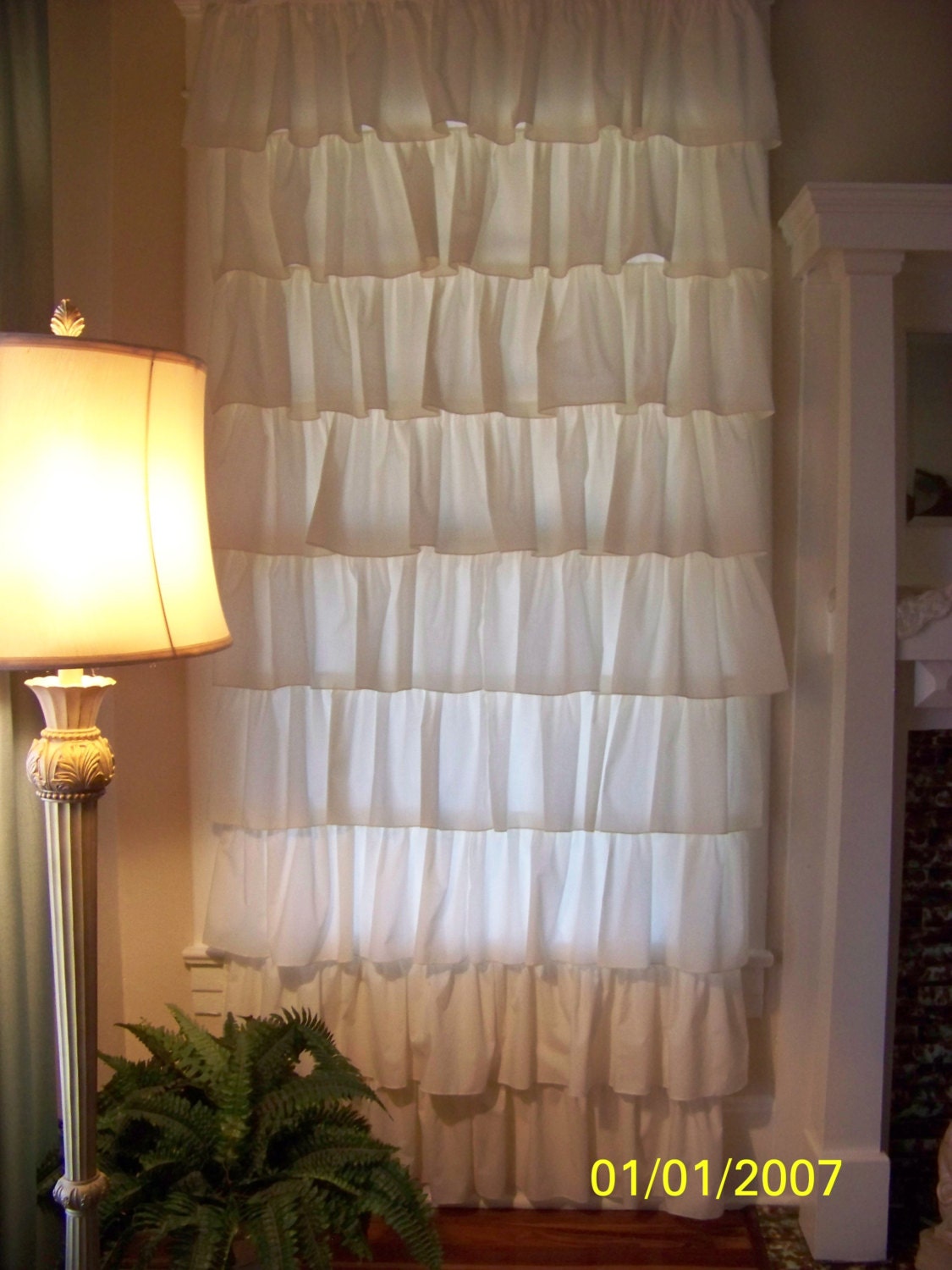 pair of romantic ruffled curtains each panel 43x84