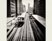 Chicago Train Photography -   black and white art - Jackson - boys room decor, wall decor, Train Art