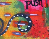 Push Pull, Blueberry Blonde, pulled art, mixed media, acrylic, original painting