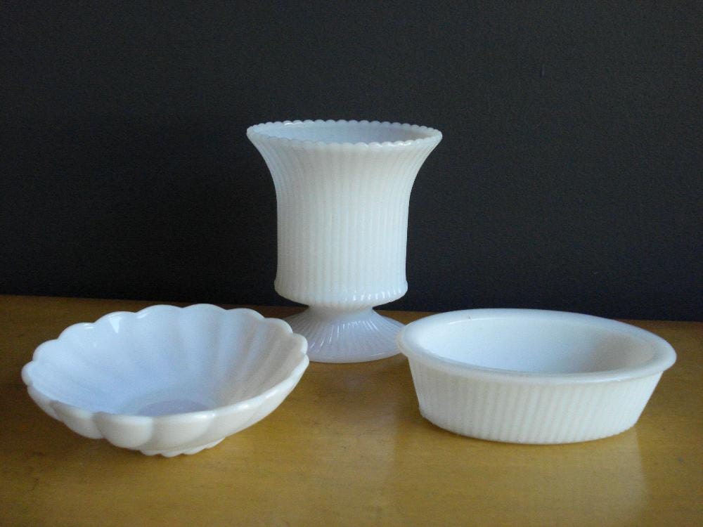 How To Get Organized - Milkglass Containers - Milk Glass Set of Three