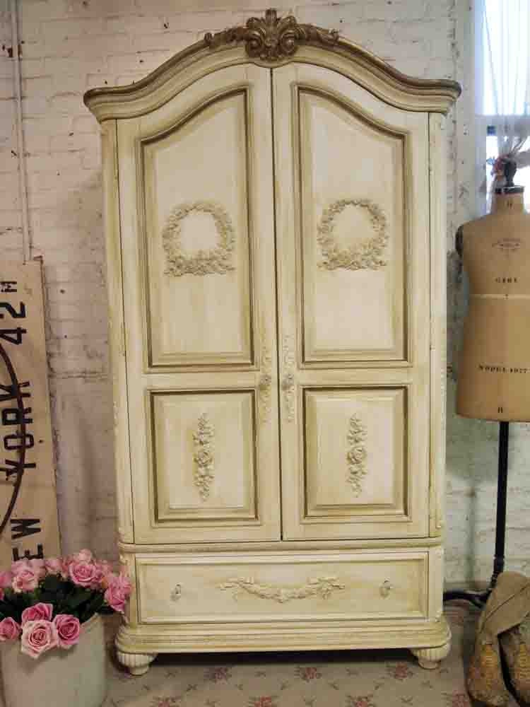 Painted Cottage Chic Shabby Old World Romantic French Armoire AM236