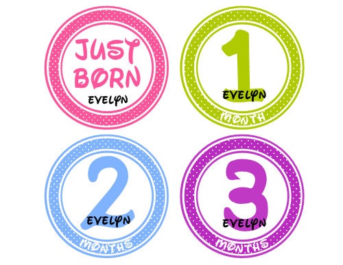 Baby Month Stickers - Girls Personalized Monthly Onesie Stickers (Girly Girl)-Includes Newborn, Large 12 Month,and Bonus Stickers