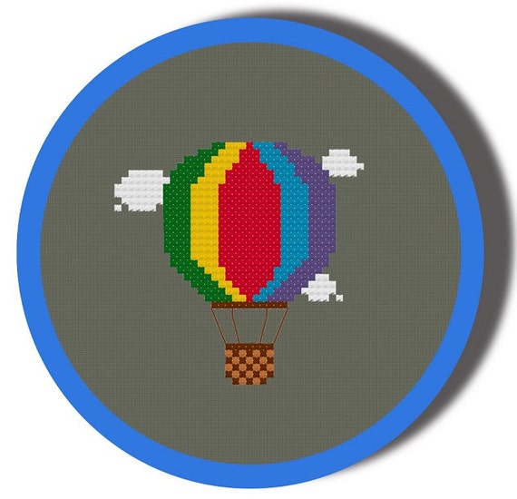 Rainbow Hot Air Balloon Cross Stitch Pattern Pdf By Cardscrafter