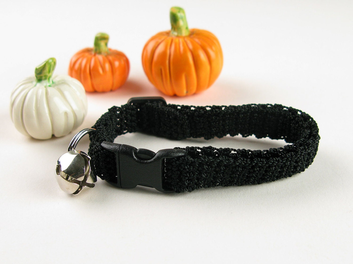 Kitty Kitten Cat Collar Crochet Black Noir