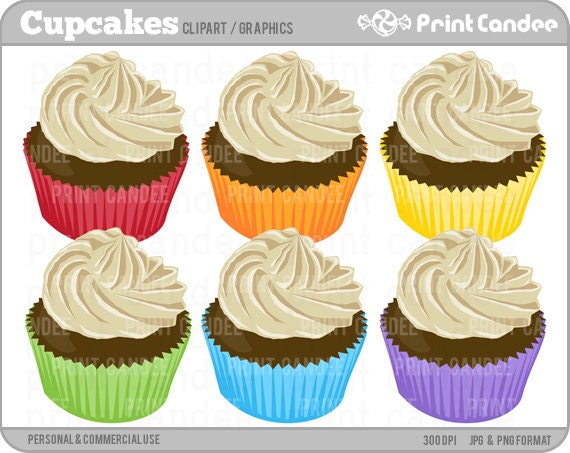 Cupcakes - BUY 2 GET 2 FREE  - Digital Clip Art - Personal and Commercial Use Clip Art - cup cakes birthday party
