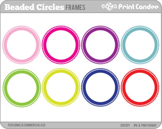 Beaded Circle Frames - BUY 2 GET 2 FREE - Personal and Commercial Use - digital clipart frames clip art cute modern