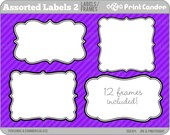 Assorted Labels 2 (12 Pack) - BUY 2 GET 2 FREE - Personal and Commercial Use - digital clipart frames clip art cute modern