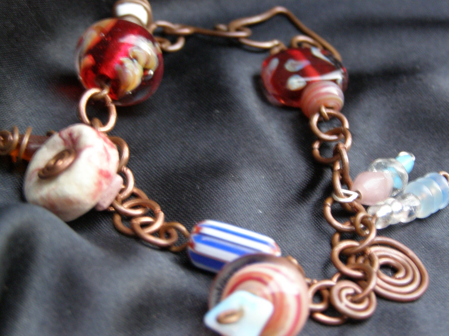 Eco jewelry Copper Wire Colorful Handmade Charm Bracelet