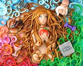 Eve's duality, ORIGINAL OOAK Polymer Clay Art by Adriana Ayala