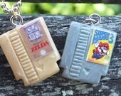 Miniature Classic Nintendo and Super Nintendo Video Game Cartridge Necklace