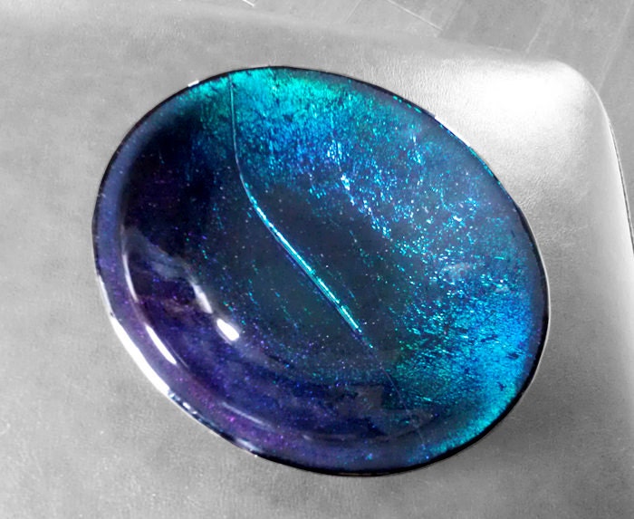 Art Dish Midnight Blue Iridescent Fused Glass - Home Decor