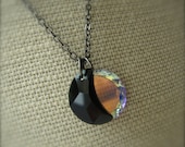 DARK SIDE of the MOON - Celestial Inspired Lunar Eclipse Necklace With Swarovski Crystal Full Moon and Crescent Moon Pendants - Astronomy