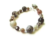 Earth Tones Bracelet - Natural Botswana Agate and Moonstone Bracelet - Last One
