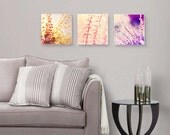 Floral Wall Decor set of 3 photographs 8x8 (20x20cm) home decorating ideas nature photography romantic home decor