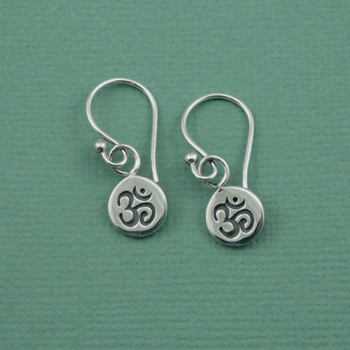 Tiny Om Earrings - sterling silver - earrings - dangle - drop - handmade jewelry - om - ohm
