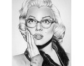Marilyn Monroe Pencil Drawing Fine Art Portrait Signed Print - IleanaHunter