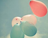 Up Up and Away - Balloon photography, whimsical decor, pastel colors, summer decor, spring wall art 8x8 Print