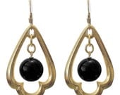 Trefoil Gold Earrings pewter pendants gold filled earwires with Amazonite, Black Onyx, Rose Quartz or Sodalite you choose gemstones