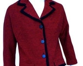 1960s English knit red and black  houndstooth suit