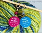 Sock Snob and Sock Knitter Stitch Markers (Set of 2)