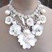 Bridal Statement Necklace Vintage Wedding Bib White Enamel Flower Chunky Repurposed Necklace - Do It The White Way