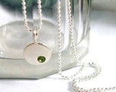 birthstone necklace peridot crystal brushed sterling silver
