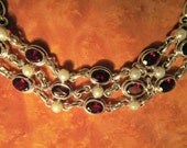 Nicky Butler Bracelet Three Strand Garnets Pearls