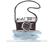 Retro Camera - 4x6 original illustration