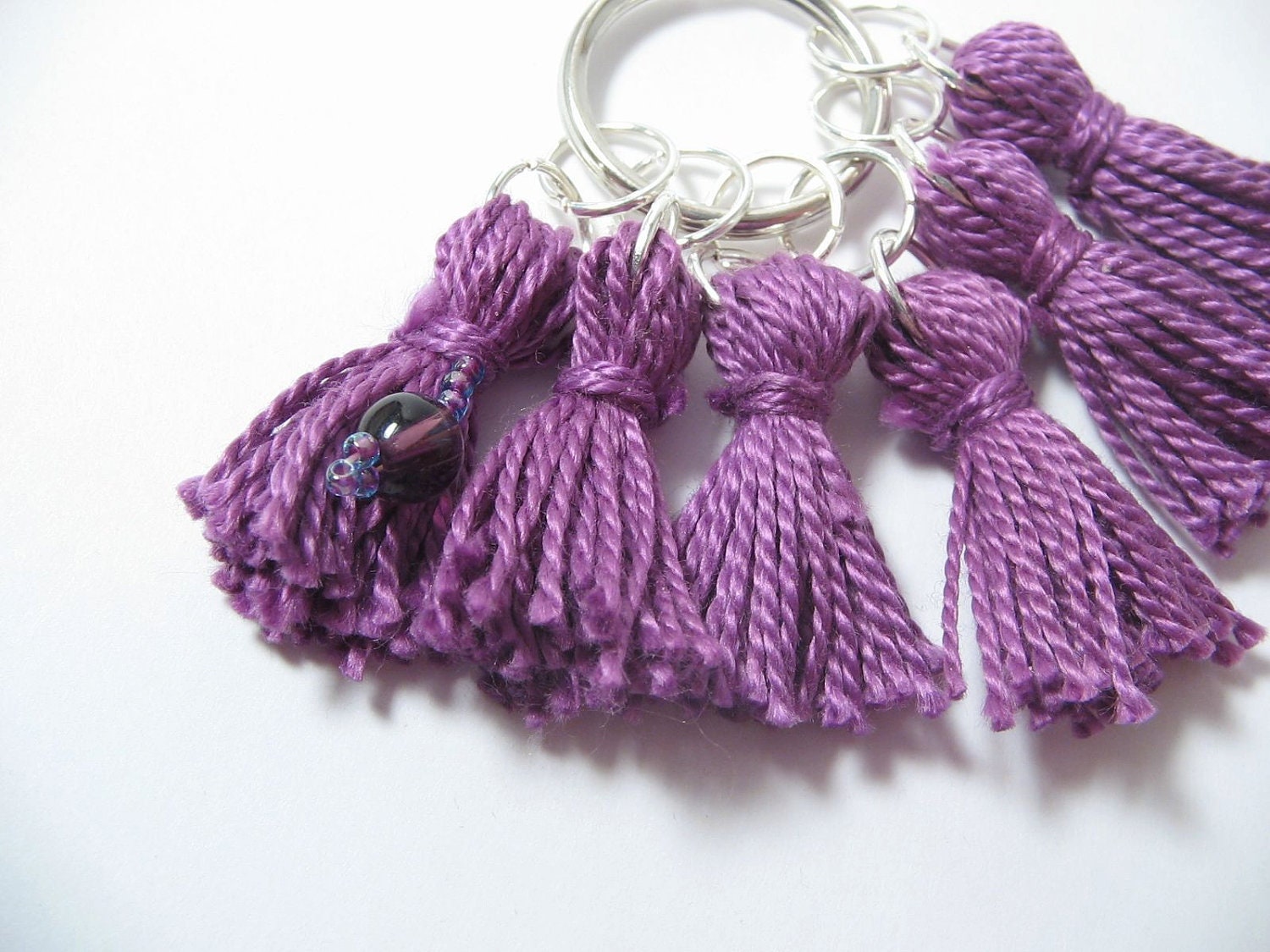 Stitch Markers Purple Tassels Set with Beaded Row Marker