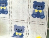 X458 Crochet PATTERN ONLY Country Teddy Bear Afghan & Pillow Pattern