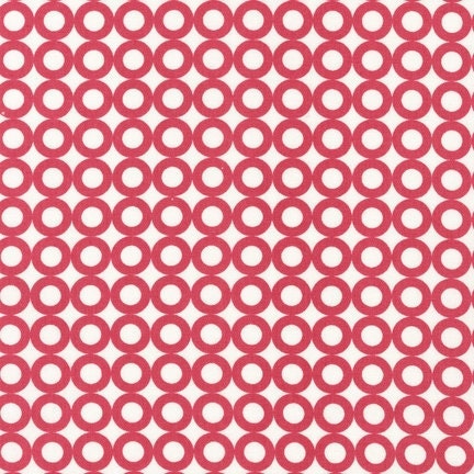 Organic Cotton Fabric Modern Whimsy Strawberry Circles by Laurie Wisbrun for Robert Kaufman - 1 YD - FabricFascination