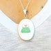 Mint Typewriter Necklace - Love Note on Seafoam Green & Vintage Cream Cross-Stitch Pendant - MADE TO ORDER
