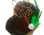50% OFF Peacock Hair Clip MIDNIGHT RAINBOW  Peacock and Rhinestone Wedding Hair Fascinator Clip