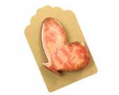 Wooden Butterfly Brooch - PINK WORDS BUTTERFLY - OoaK