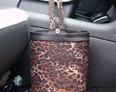 Car Trash Bag LEOPARD BLACK and BROWN, Men, Women, Car Litter Bag, Auto Accessories, Car Organizer