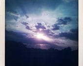 Splendor in Sunrise - fine art sunrise photography - sky, gold, dreamy, blue, periwinkle, aqua, indigo, clouds,  purple, eggplant