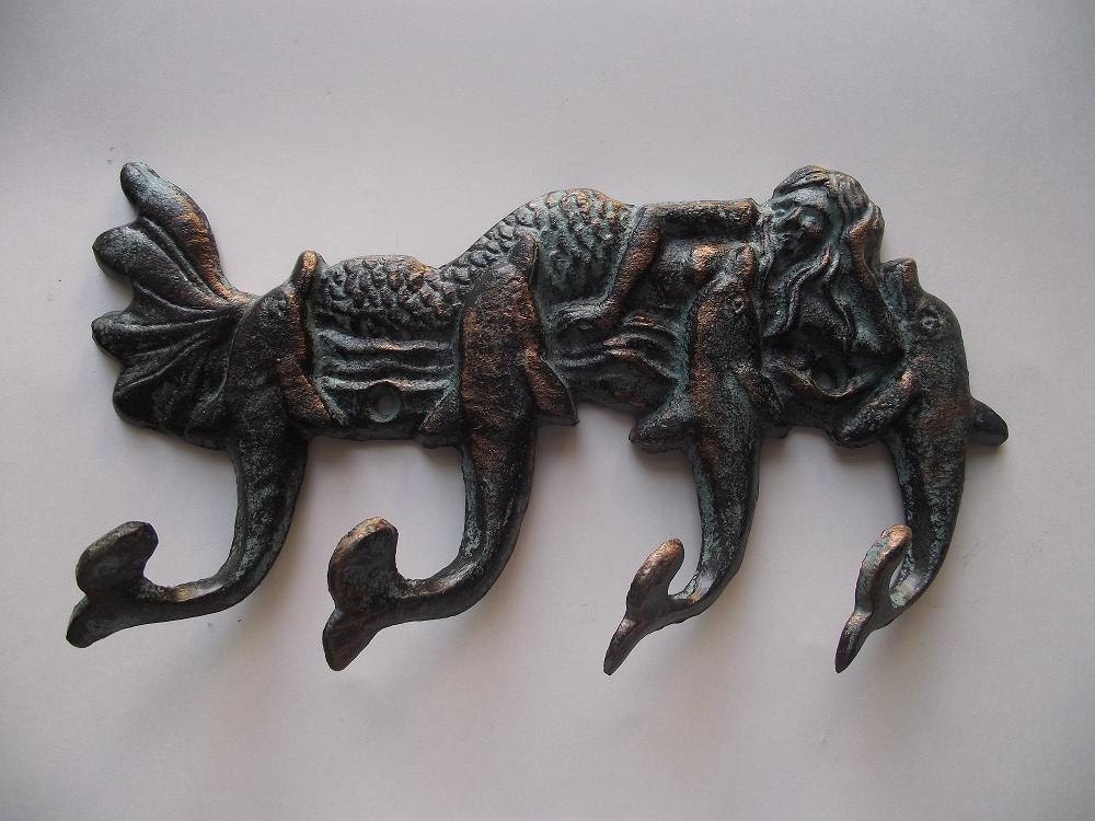 Cast Iron Mermaid and Dolphin Hook/Hanger