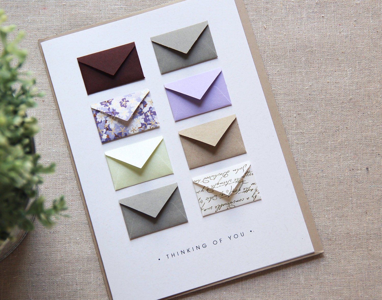 Thinking of You - Tiny Envelopes Card with Custom Messages