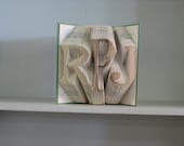 Folded Book Art Sculpture - personalized with 3 upper-case initials, monogram wedding bridal shower first anniversary birthday