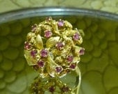 14k Gold and Ruby Ring HUGE 50s Hollywood Glamour Cocktail Ring